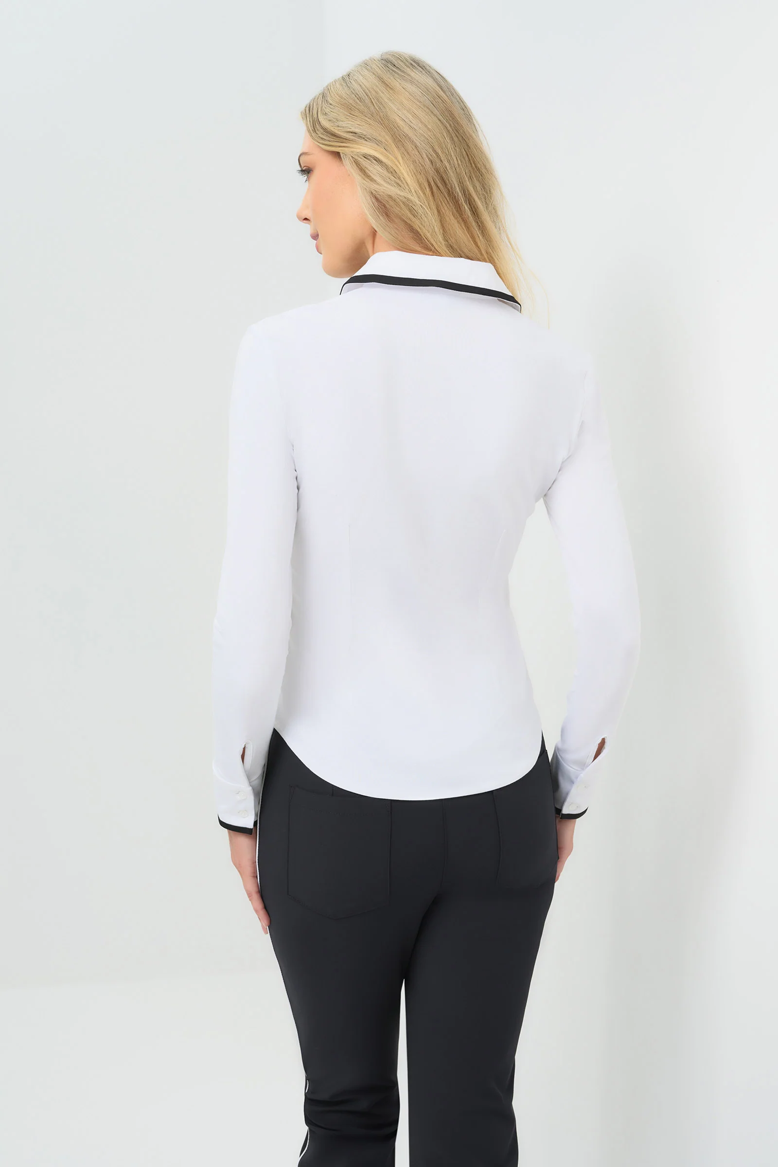 Bruna Collared Zip Top with Poplin Front - Image 7