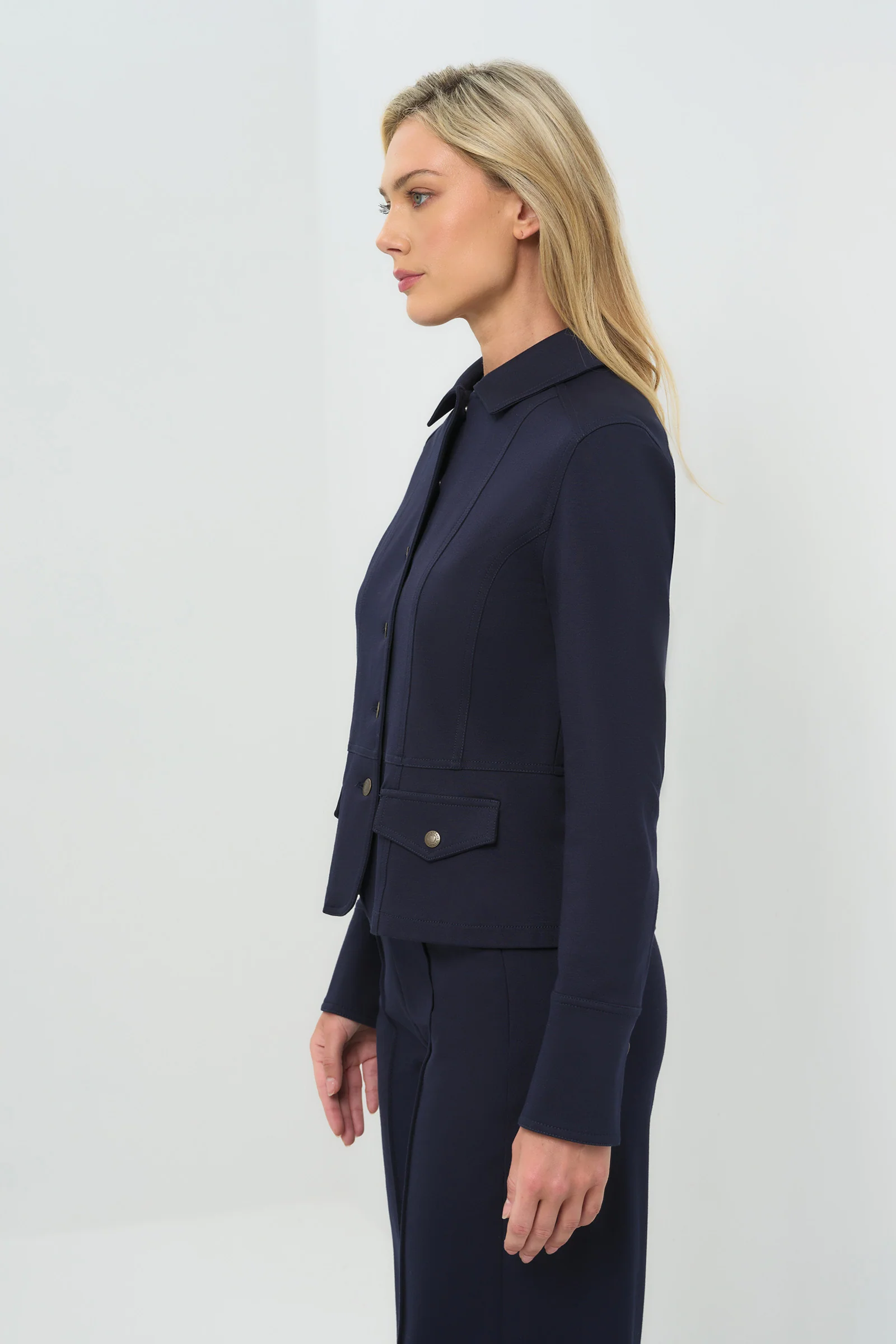 Caprice Ponte Cropped Tailored Jacket - Image 4