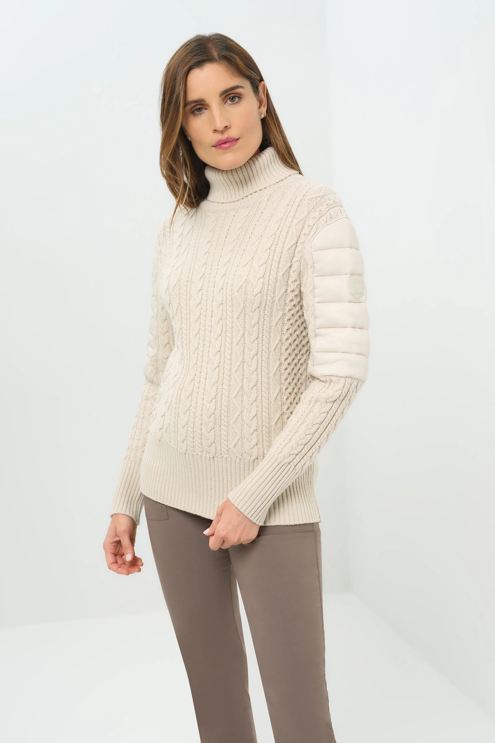 Eloisa Cableknit and Nylon Padded Sweater - Image 5