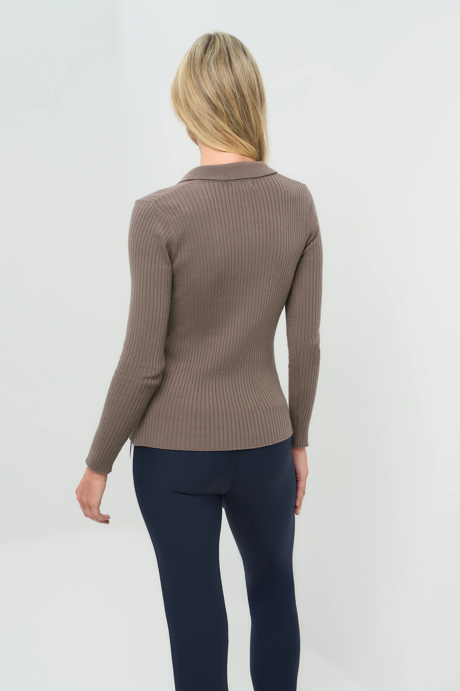 Georgie Rib Sweater Knit Collared Top - Image 9